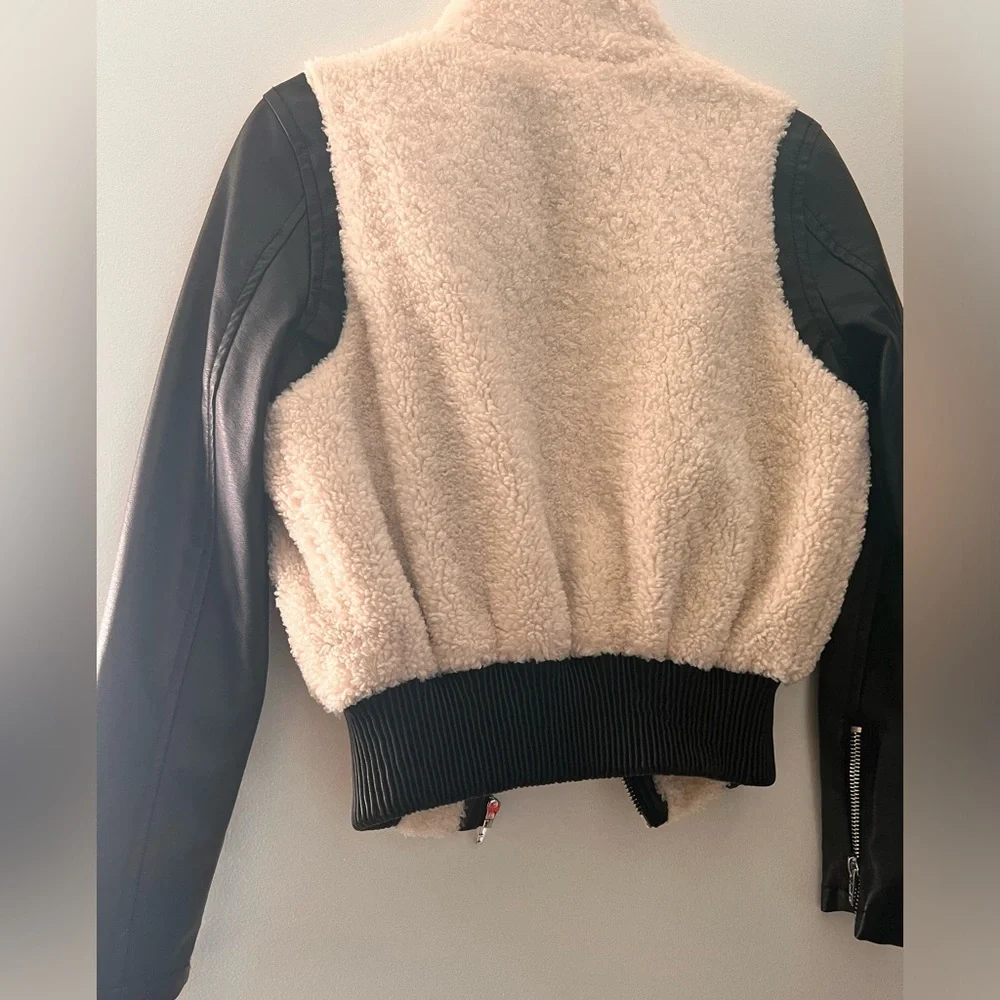 Blank NYC Girls Kids Faux Leather Shearling Jacket Size M - Picture 4 of 11